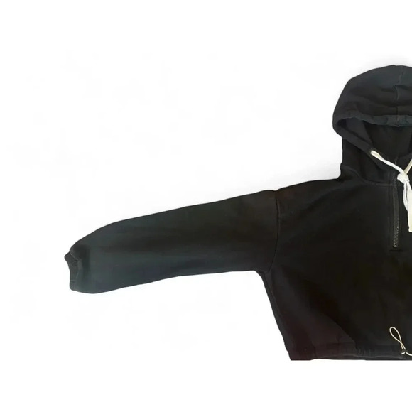 Vans Women's Black Cropped Pullover Hoodie Drawstrings Size Medium - Picture 3 of 10